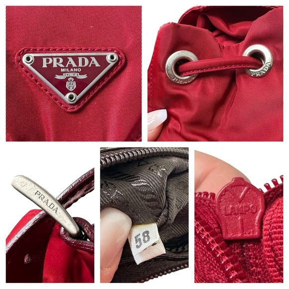 PRADA Red Nylon & Leather Triangle Backpack - Picture 2 of 15